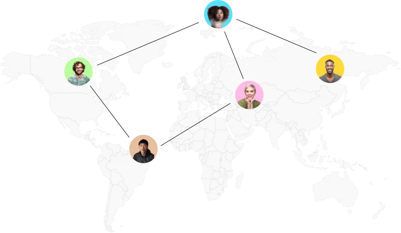 the image shows connecting people from all over the world